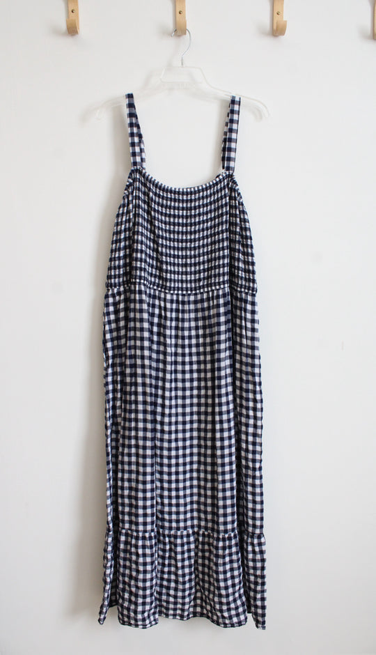 Lane Bryant Blue & White Checkered Maxi Dress | 26/28