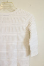 Christopher & Banks White Knit Cotton Top | S