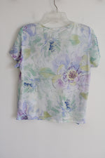 Alfred Dunner Pastel Green Floral Top | M Petite