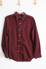 Chaps Red and Blue Checkered Button Down Long Sleeve Shirt | M