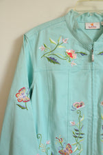Quaker Factory Turquoise Embroidered Jacket | 1X