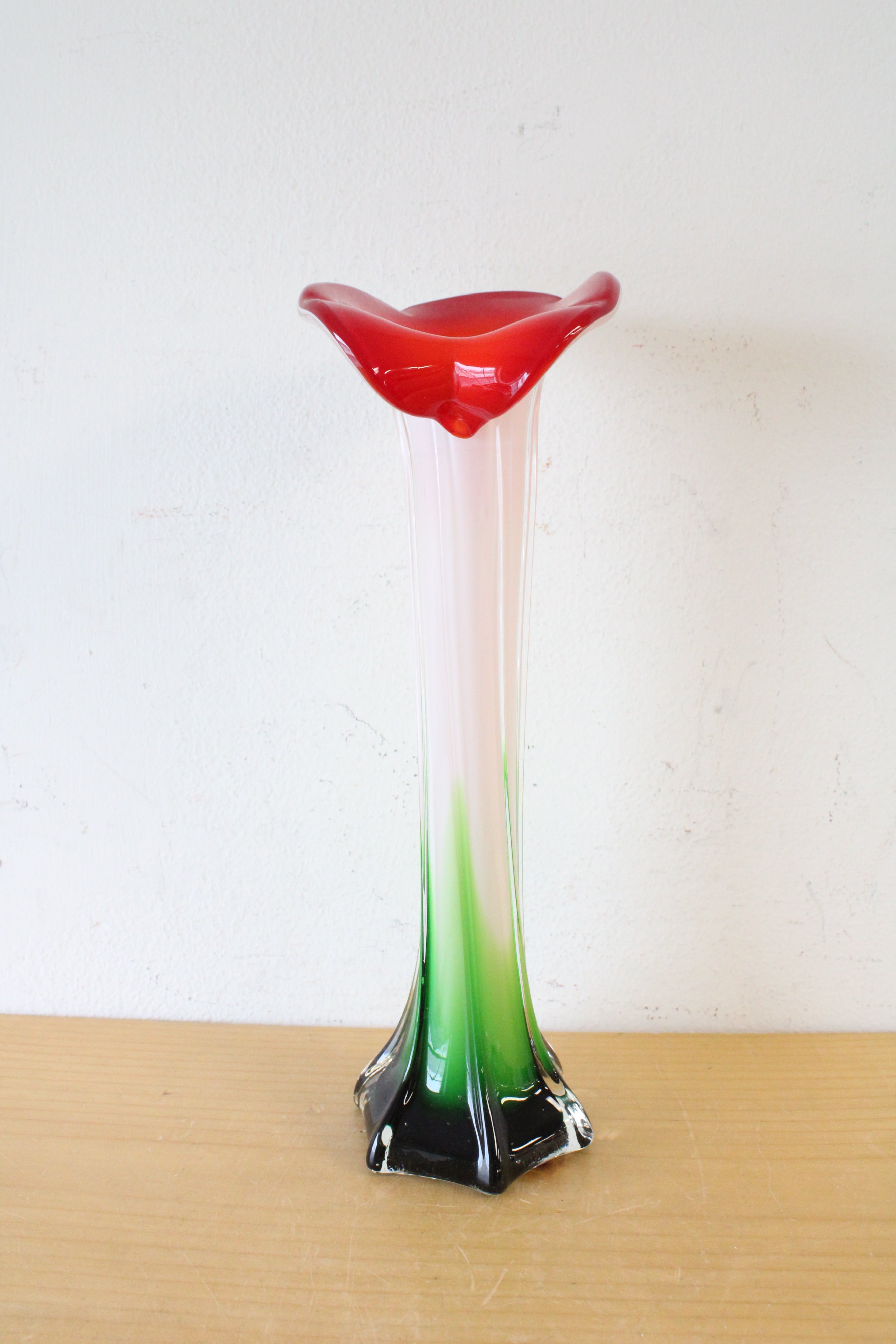 Red Jack in the Pulpit Calla Lilly Tall Decorative Murano Style Vase | 12"