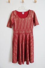 LuLaRoe Red & Metallic Gold Dress | L