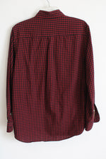 Chaps Red and Blue Checkered Button Down Long Sleeve Shirt | M