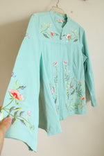 Quaker Factory Turquoise Embroidered Jacket | 1X
