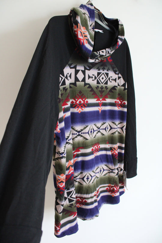 LuLaRoe Black Aztec Print Lightweight Hoodie | 3XL