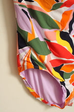 NEW Anne Cole Orange Green and Purple Tropical Printed Halter One Piece Swimsuit | 14