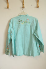 Quaker Factory Turquoise Embroidered Jacket | 1X