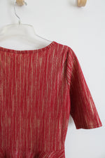 LuLaRoe Red & Metallic Gold Dress | L