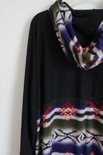 LuLaRoe Black Aztec Print Lightweight Hoodie | 3XL