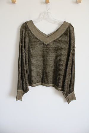 We The Free Green Loose Fit Waffle Knit Top | XS