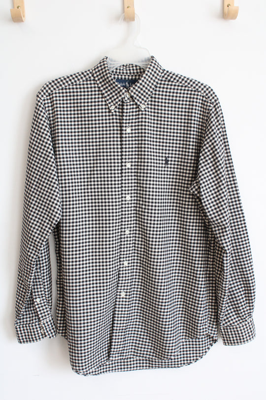 Ralph Lauren Black and White Checkered Button Down Long Sleeve Shirt | M