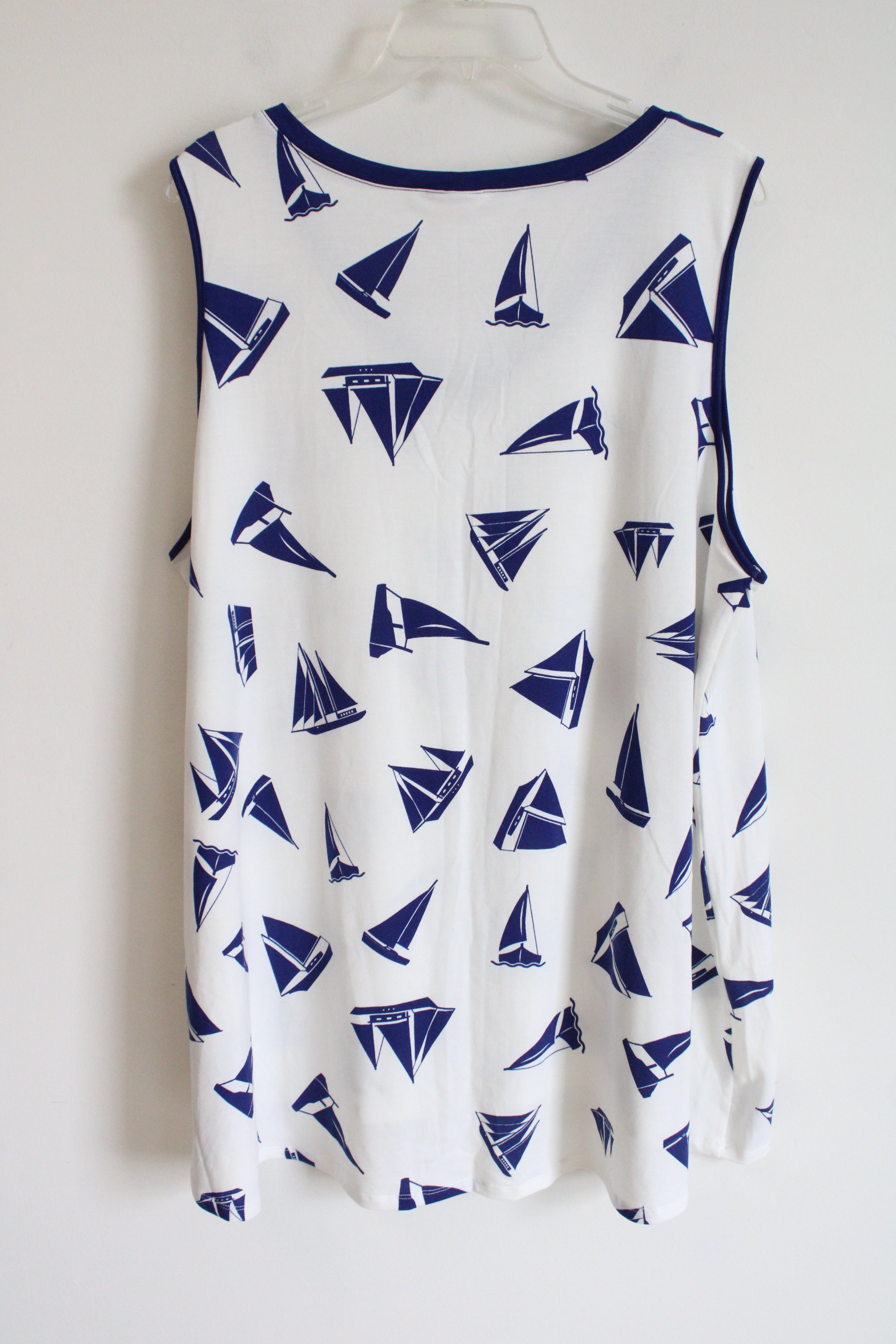 NEW LuLaRoe White Blue Kristina Sailboat Print Tank | 2XL