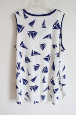 NEW LuLaRoe White Blue Kristina Sailboat Print Tank | 2XL