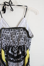 NEW New York & Company Black White & Yellow Halter Neck Maxi Dress | XL