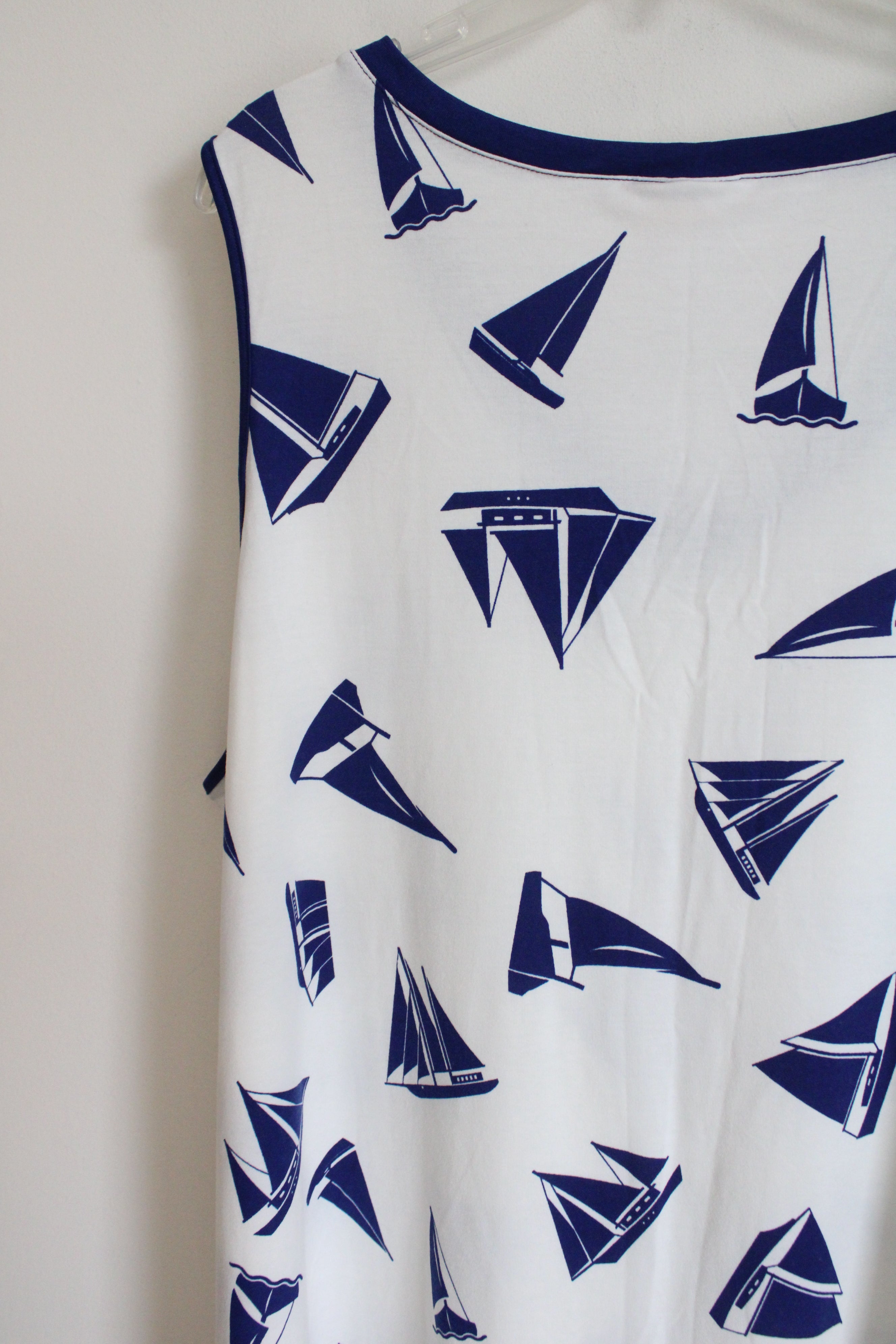 NEW LuLaRoe White Blue Kristina Sailboat Print Tank | 2XL