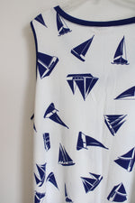 NEW LuLaRoe White Blue Kristina Sailboat Print Tank | 2XL
