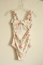 NEW Anewsta White Floral Lace Ruffled One Piece Swimsuit | XS