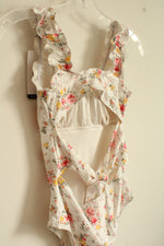 NEW Anewsta White Floral Lace Ruffled One Piece Swimsuit | XS