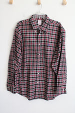 Brooks Brothers Black Red Plaid Madison Button Down The Original Polo Shirt | XL