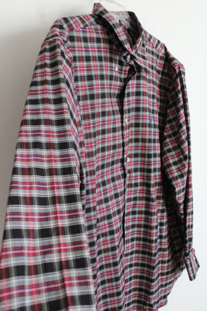 Brooks Brothers Black Red Plaid Madison Button Down The Original Polo Shirt | XL