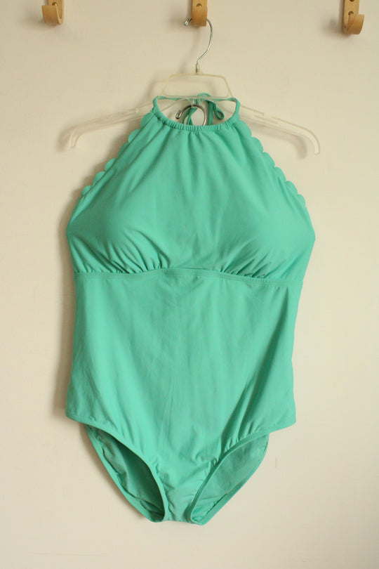 NEW Apartment 9 Teal Halter Scalloped Edge One Piece Swimsuit | XXL