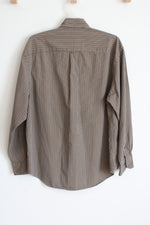 Nautica Gold and Blue Checkered Long Sleeve Button Down Shirt | M
