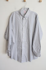 Brooks Borthers Traditional White Blue Plaid Original Polo Shirt | 17 1/2 34