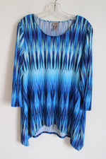 Chico's Blue Patterned Blouse | 2 (LG/12)