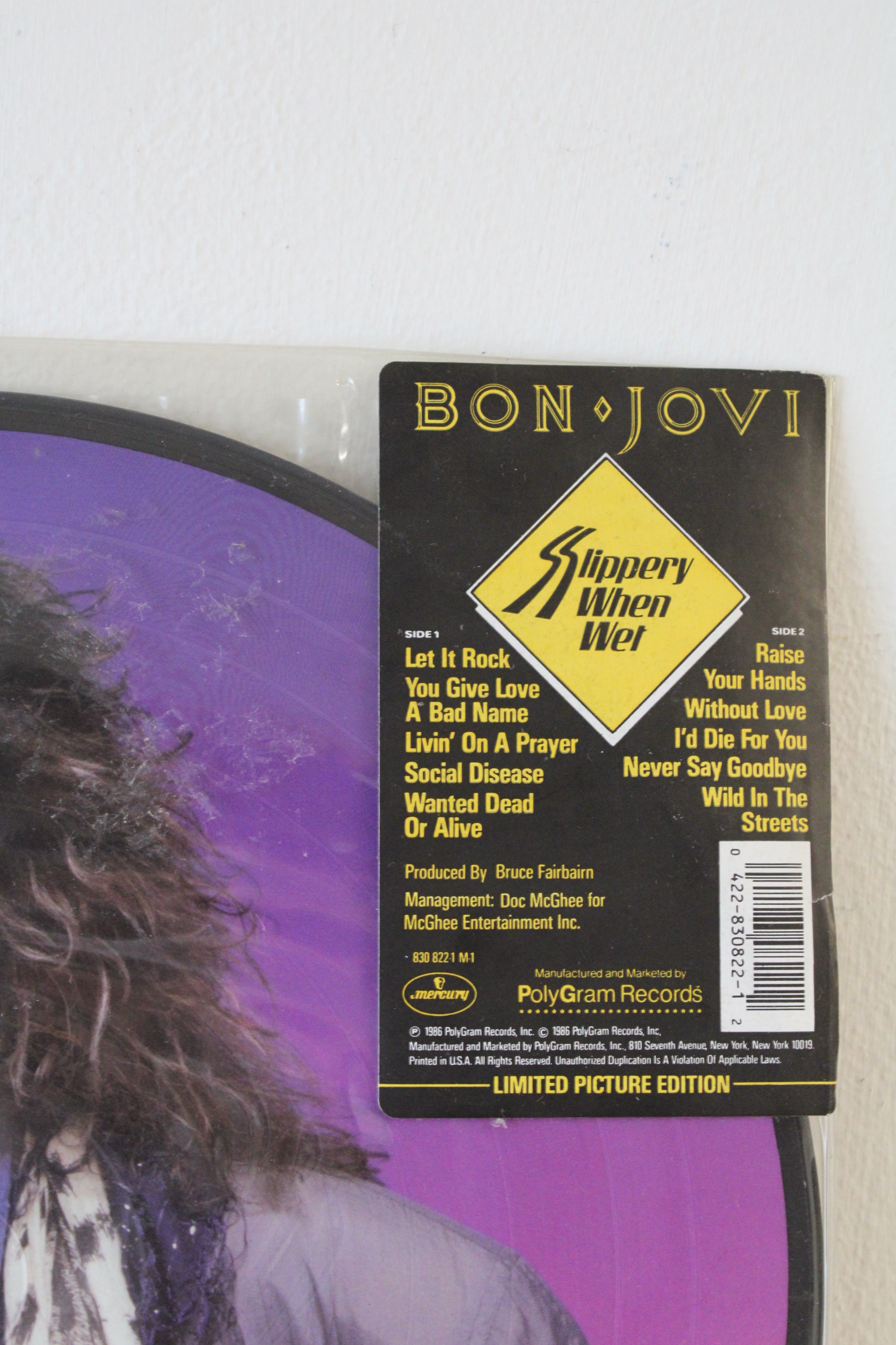 Bon Jovi Limited Picture Edition Slippery When Wet 1986 N. M Limited Edition Record