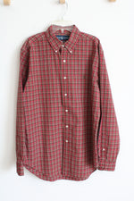 Ralph Lauren Red and Gold Checkered Button Down Long Sleeve Shirt | M