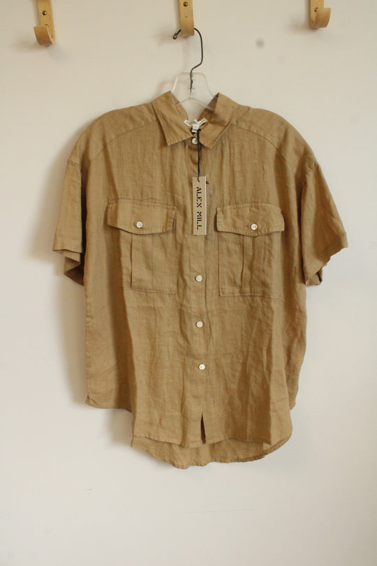 NEW Alex Mill Safari Linen Brown Button Down Shirt | S