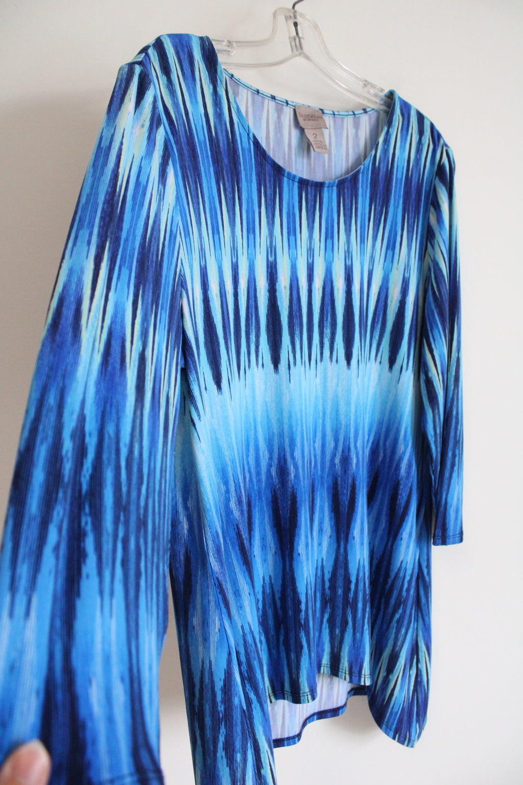 Chico's Blue Patterned Blouse | 2 (LG/12)