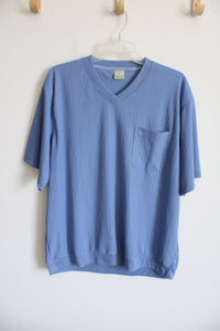 Haband Vintage Blue Ribbed Pocket Shirt | XL