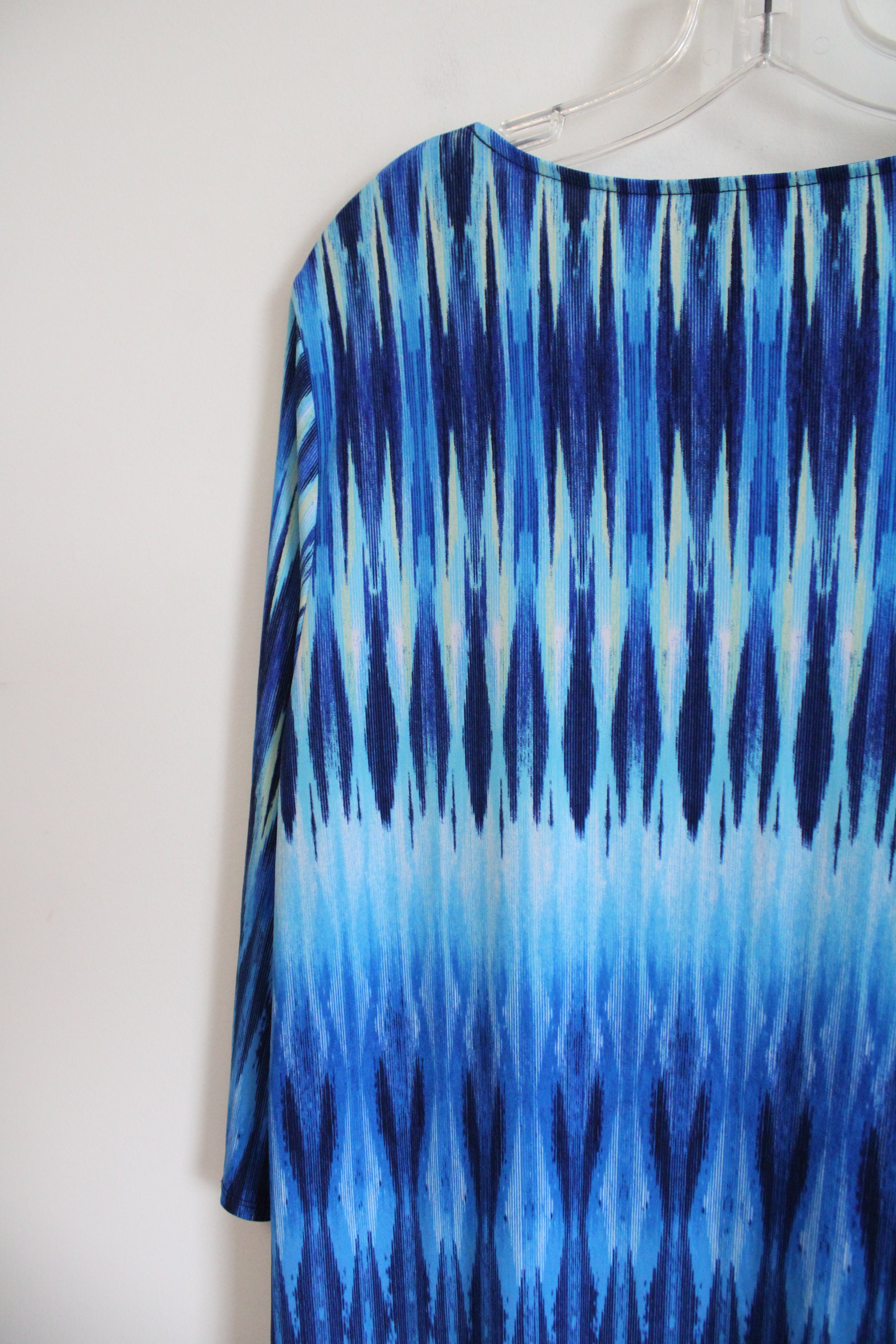 Chico's Blue Patterned Blouse | 2 (LG/12)