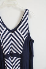 NEW Apt. 9 Navy & White Chevron Knit Maxi Dress | L