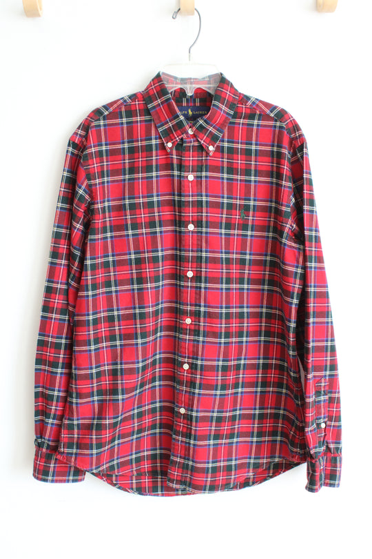Ralph Lauren Red and Green Plaid Button Down Long Sleeve Shirt | M