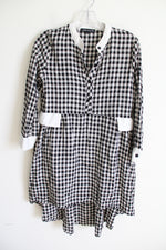 Line-fleur Black Gingham Tunic Dress | L
