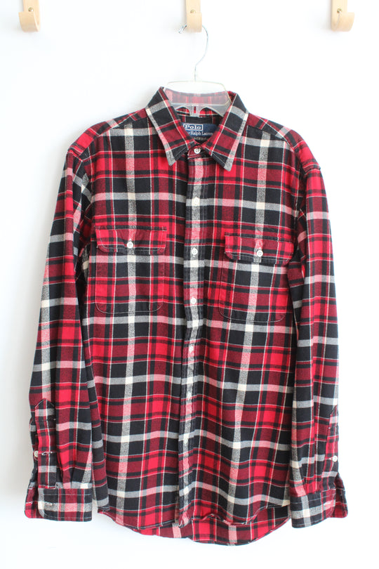 Ralph Lauren Red and Black Button Down Long Sleeve Shirt | M