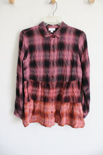 J.Jill Pink Purple Ombre Button Down Plaid Shirt | S
