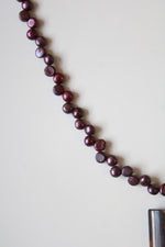 Purple Genuine Pearl Rectangular Stone Pendant Necklace