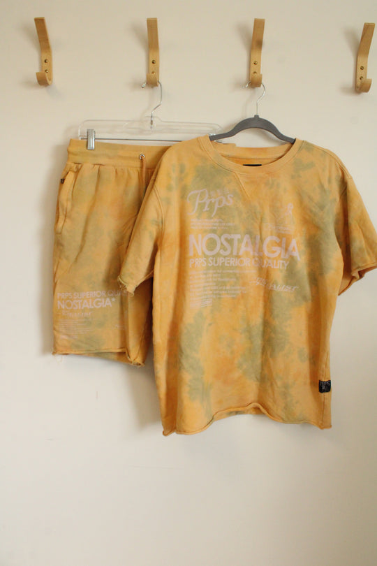 Prps Nostalgia Yellow Tie Dye Terry Shorts & Shirt Set | M/L