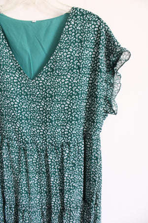 Green Chiffon Leopard Dress | L