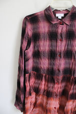 J.Jill Pink Purple Ombre Button Down Plaid Shirt | S