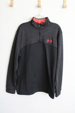 Under Armour Black Zip Up Pullover Coldgear Sweatshirt | XL