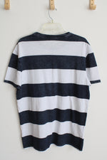 Goodfellow and Co. Blue and White Striped Short Sleeve Shirt | L