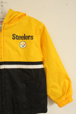 NFL Team Apparel Black and Yellow Steelers Windbreaker Hooded Jacket | 3T
