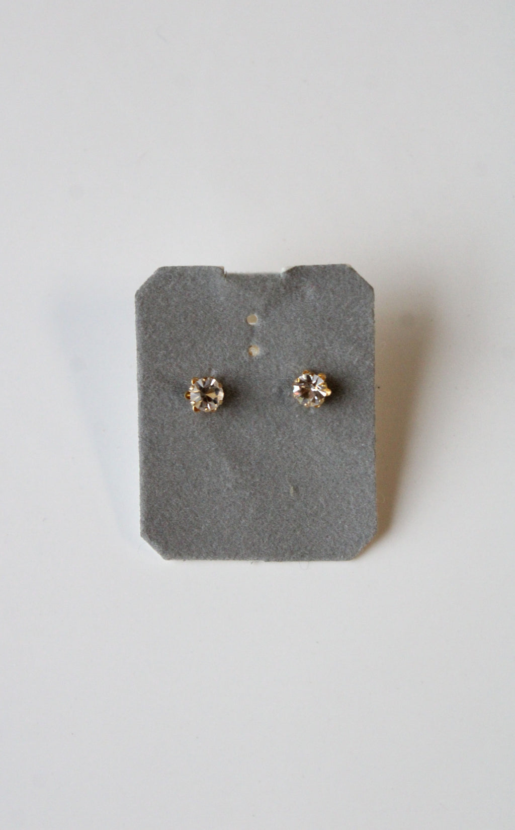 14K Yellow Gold Crystal Stud Earrings