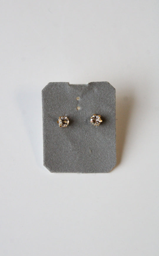 14K Yellow Gold Crystal Stud Earrings