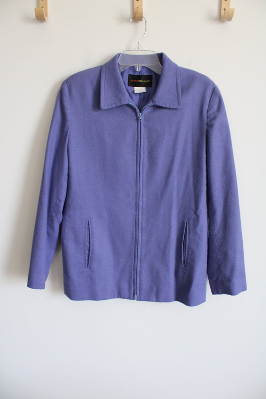 Harris/Wallace Wool Blend Blue Zip Up Jacket | 6